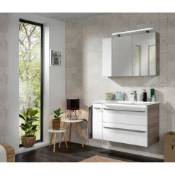 Waschbecken eckig 'Luxor' Gussmarmor weiß 100 x 14,2 x 48,5 cm
