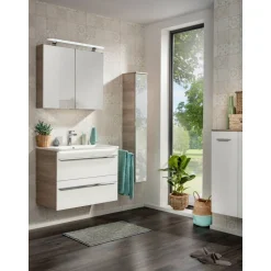 Waschbecken eckig 'Luxor' Gussmarmor weiß 80 x 14,5 x 48,5 cm