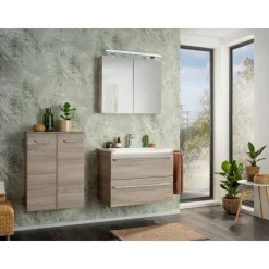 Waschbecken eckig 'Luxor' Gussmarmor weiß 80 x 14,5 x 48,5 cm