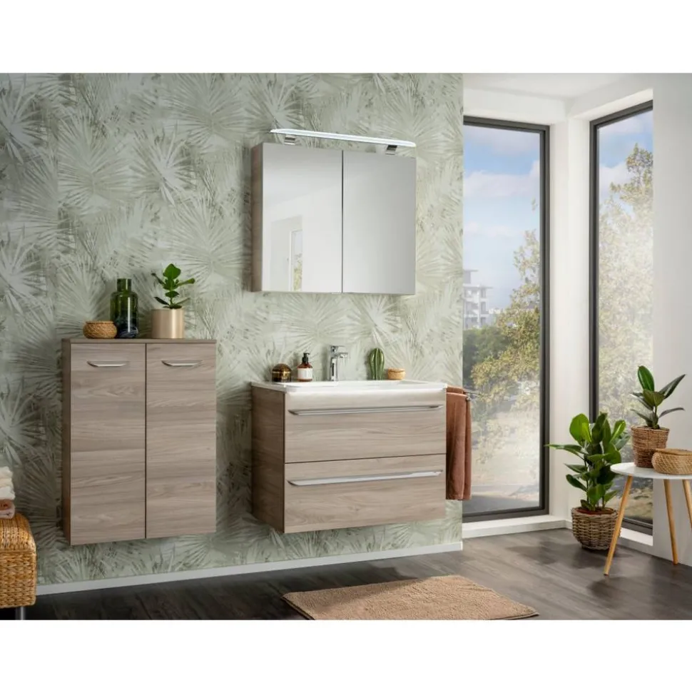 Waschbecken eckig 'Luxor' Gussmarmor weiß 80 x 14,5 x 48,5 cm