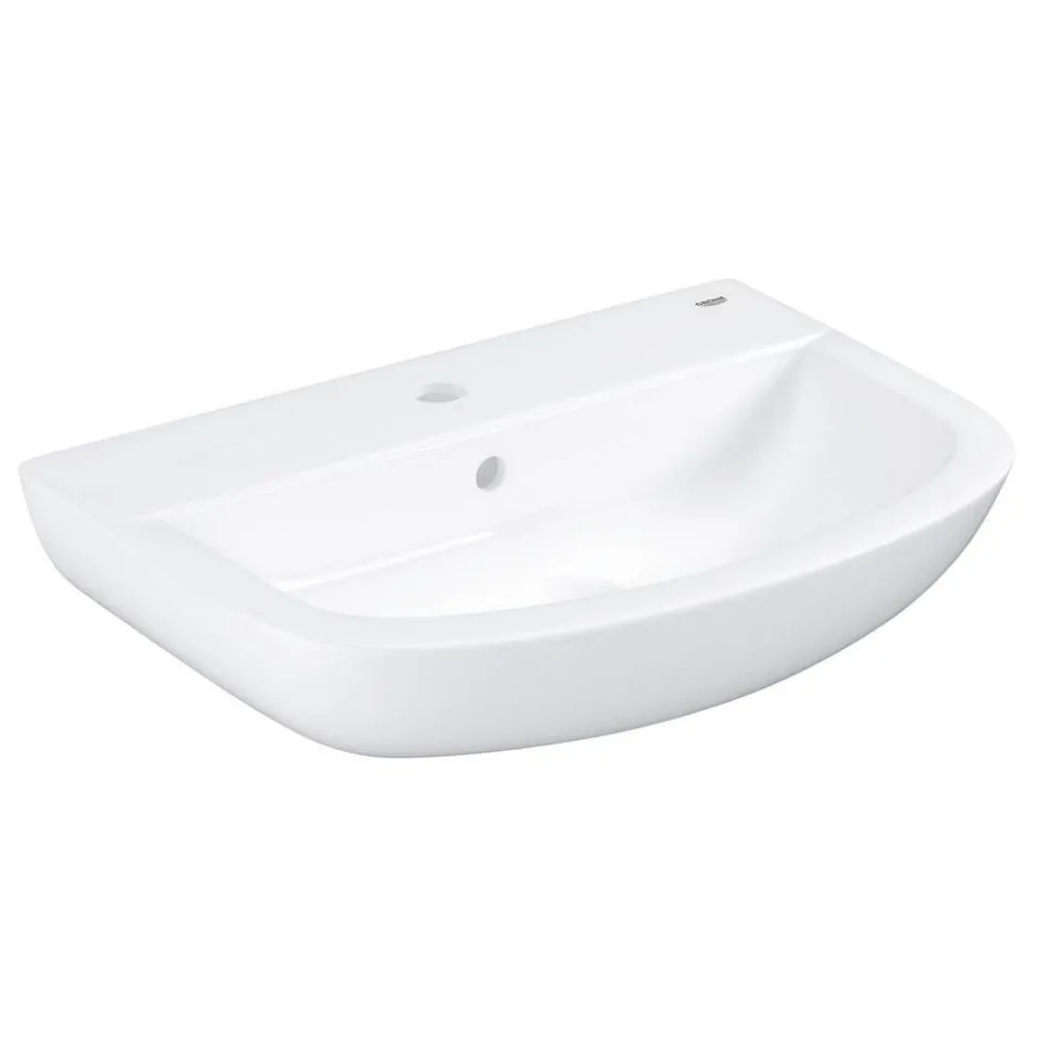 Waschbecken halbrund 'Bau Keramik' weiß 55 x 15 x 18,6 cm