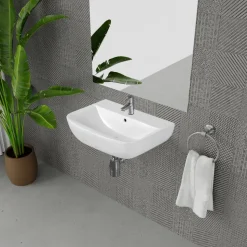 Waschbecken halbrund 'Rekia' weiß 55 x 15,1 x 38,6 cm