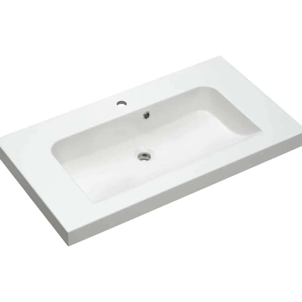 Waschbecken 'Jelte' weiß 92 x 50,8 x 7,6 cm mit LED-Fugenbeleuchtung