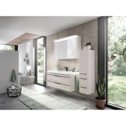 Waschbecken 'Jelte' weiß 92 x 50,8 x 7,6 cm mit LED-Fugenbeleuchtung