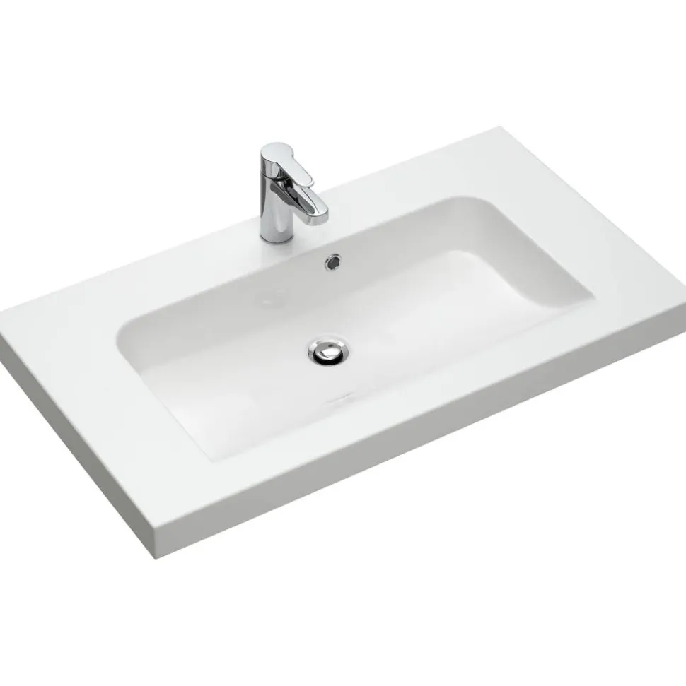 Waschbecken 'Jelte' weiß 92 x 50,8 x 7,6 cm mit LED-Fugenbeleuchtung