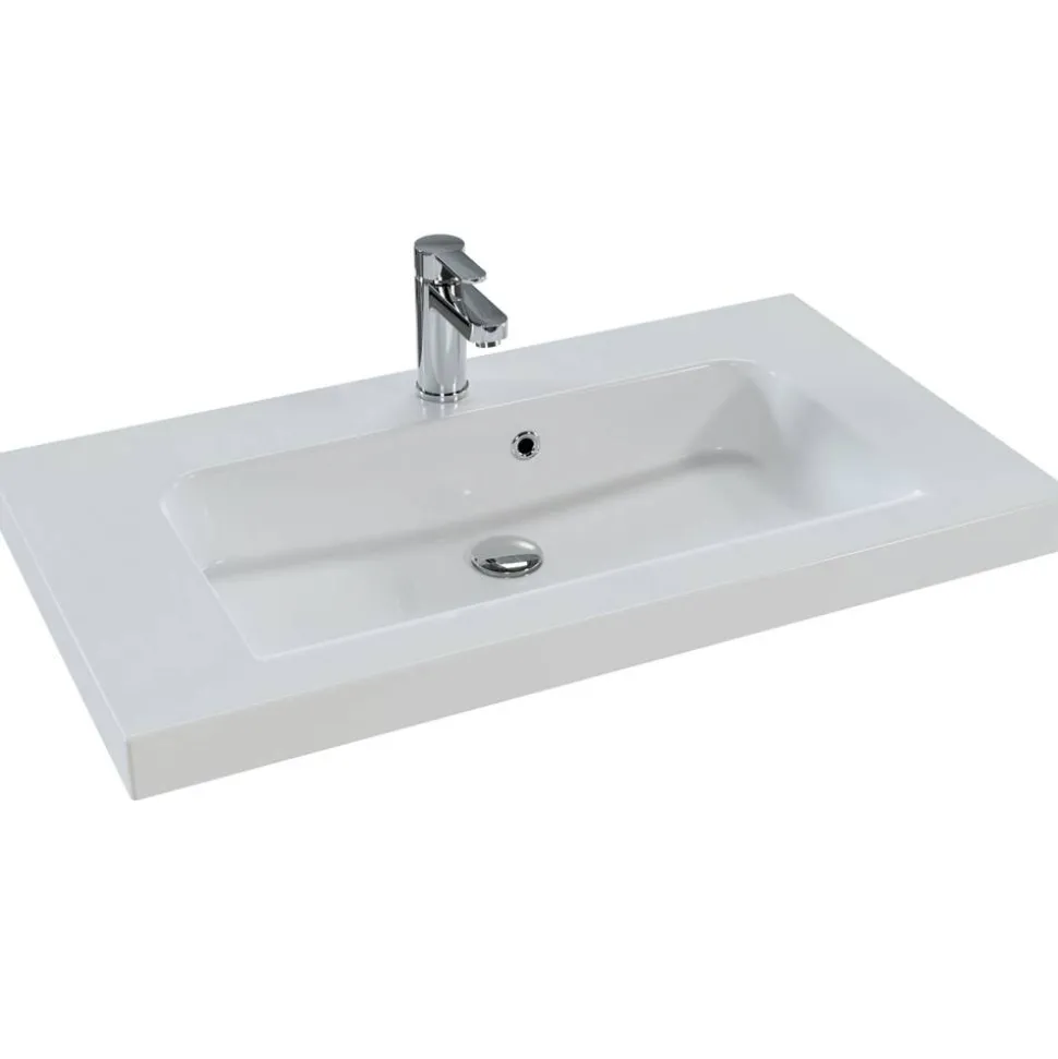 Waschbecken 'Jelte' weiß 92 x 50,8 x 7,6 cm mit LED-Fugenbeleuchtung