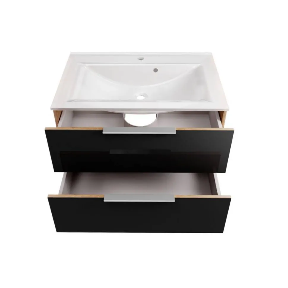 Waschbecken mit Unterschrank 'B.Brillant' braun, anthrazit lackiert 80 x 56 x 50 cm