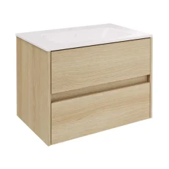 Waschbecken mit Unterschrank 'Compact Line' eichefarben 71 x 51,5 x 46,5 cm