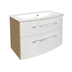 Waschbecken mit Unterschrank 'B.Style' braun, weiß glänzend 83,2 x 54,3 x 46 cm