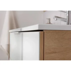 Waschbecken mit Unterschrank 'B.Brillant' braun, weiß glänzend 80 x 56 x 50 cm
