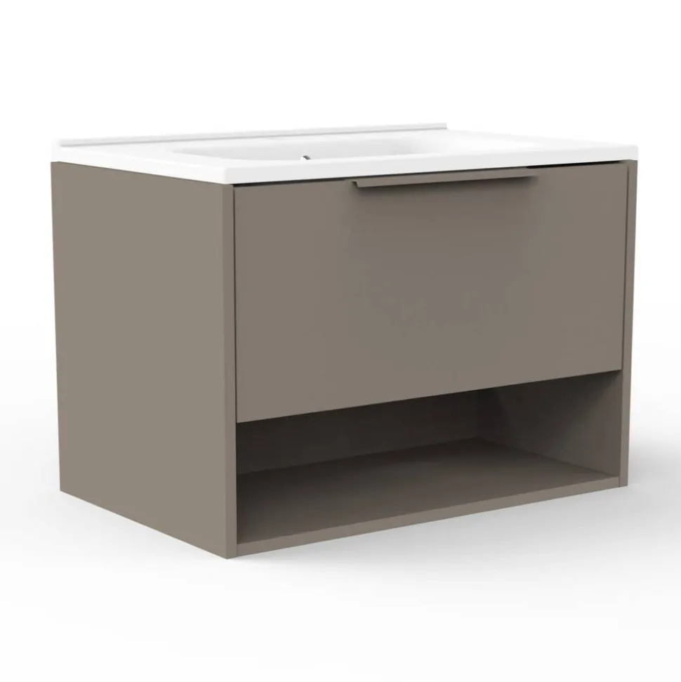 Waschbecken mit Unterschrank 'B.Paris' grau matt 70,5 x 49,8 x 46,5 cm