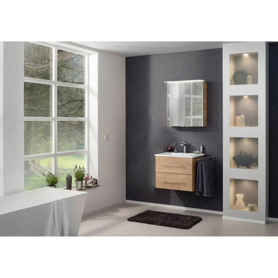 Waschbecken mit Unterschrank 'B.Perfekt' braun foliert 62 x 51 x 48 cm