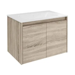 Waschbecken mit Unterschrank 'Compact Line' braun 71 x 51,5 x 46,5 cm