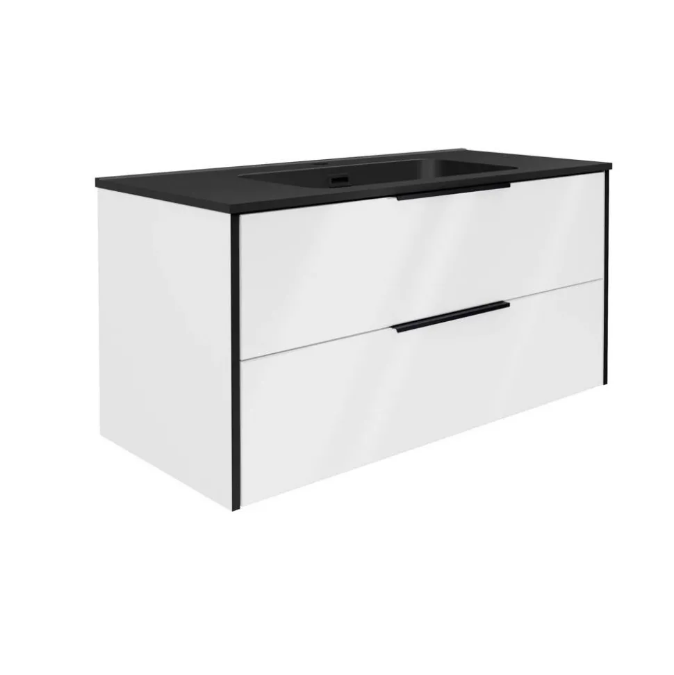 Waschbecken mit Unterschrank 'Flair' weiß/schwarz 101 x 49,3 x 46,5 cm