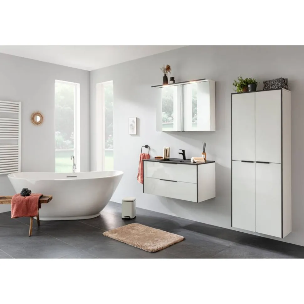 Waschbecken mit Unterschrank 'Flair' weiß/schwarz 101 x 49,3 x 46,5 cm