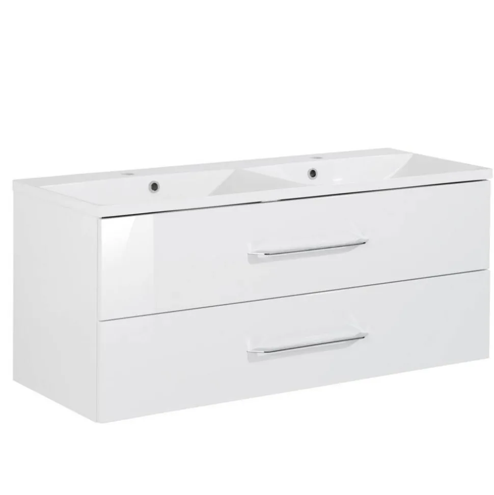 Waschbecken mit Unterschrank 'B.Clever' weiß glänzend 120 x 50,8 x 46 cm