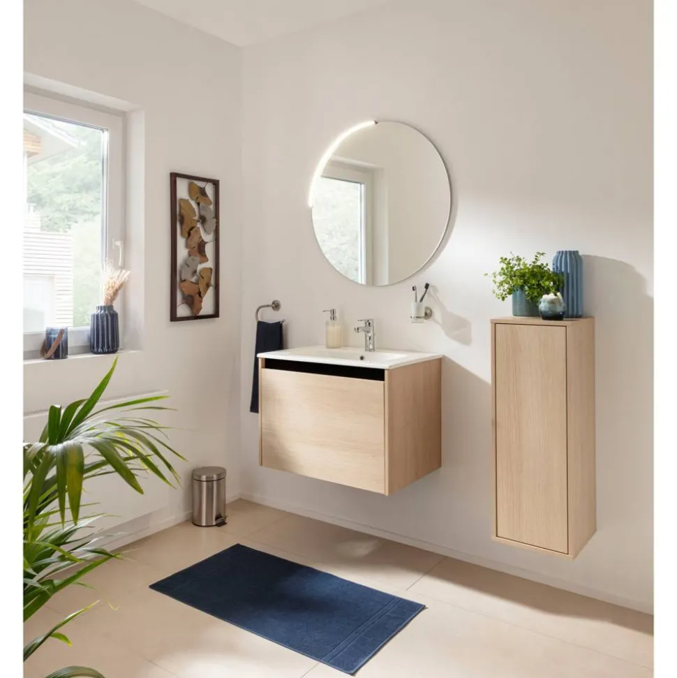 Waschbecken mit Unterschrank 'Compact Line' eichefarben 71 x 51,5 x 46,5 cm