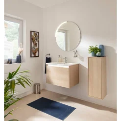 Waschbecken mit Unterschrank 'Compact Line' eichefarben 71 x 51,5 x 46,5 cm