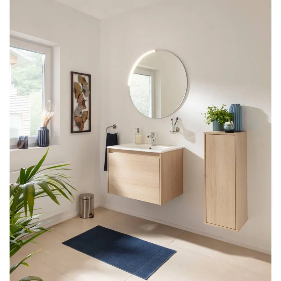 Waschbecken mit Unterschrank 'Compact Line' eichefarben 71 x 51,5 x 46,5 cm