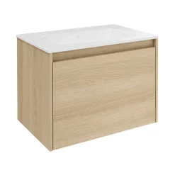 Waschbecken mit Unterschrank 'Compact Line' eichefarben 71 x 51,5 x 46,5 cm