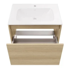 Waschbecken mit Unterschrank 'Compact Line' eichefarben 71 x 51,5 x 46,5 cm