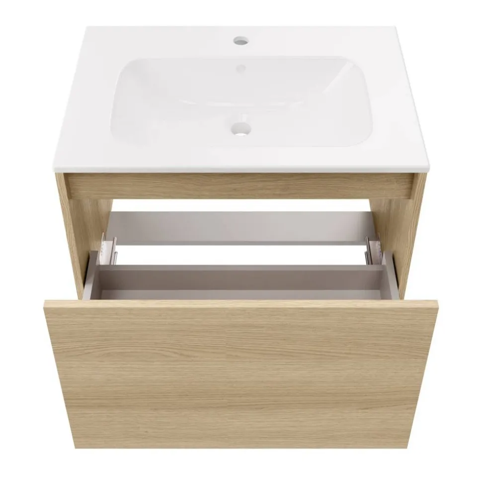 Waschbecken mit Unterschrank 'Compact Line' eichefarben 71 x 51,5 x 46,5 cm