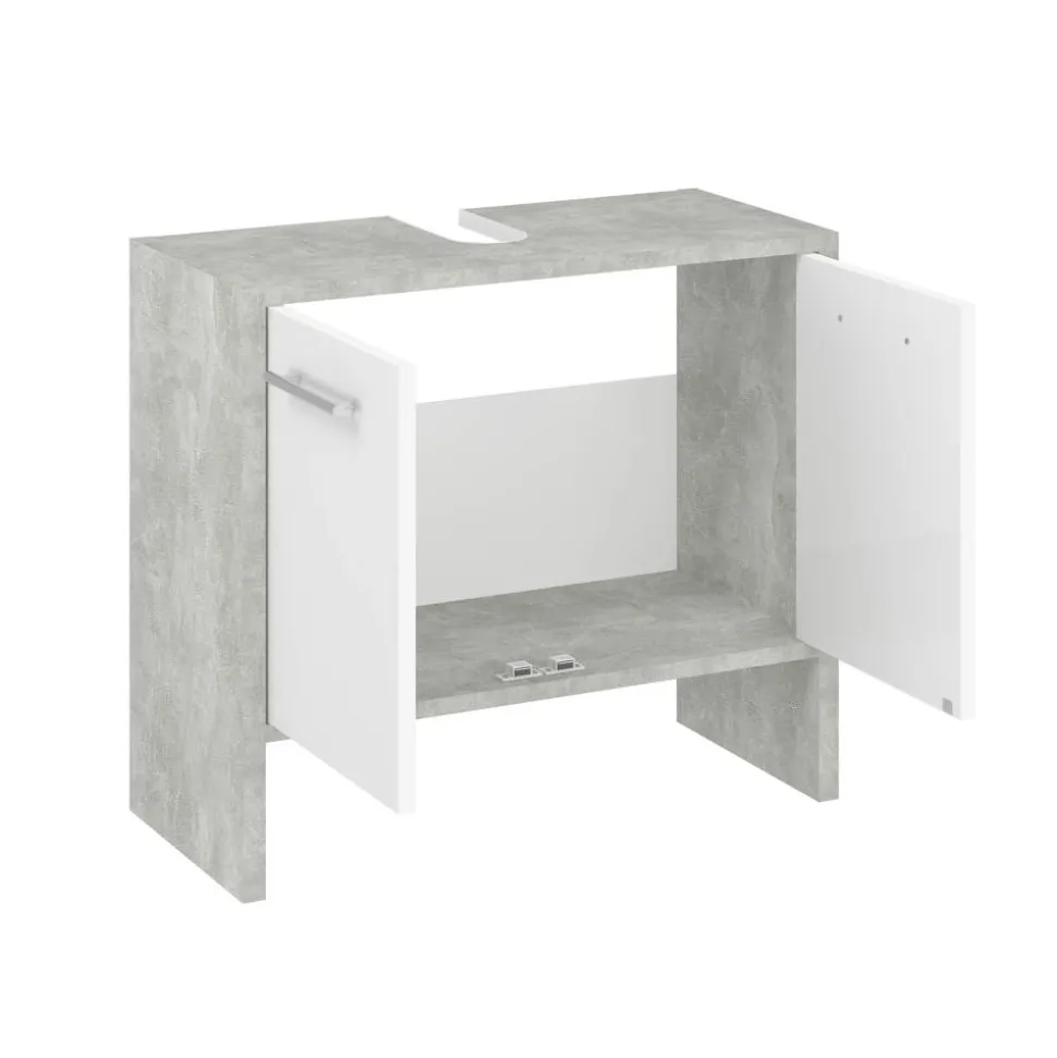 Waschbeckenunterschrank 'Lahti' betonfarben/weiß 62 x 82 x 28 cm