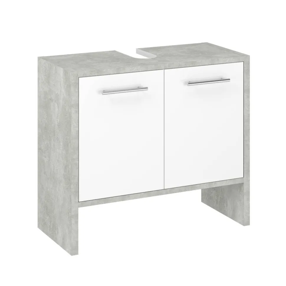 Waschbeckenunterschrank 'Lahti' betonfarben/weiß 62 x 82 x 28 cm