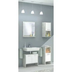 Waschbeckenunterschrank 'Lahti' betonfarben/weiß 62 x 82 x 28 cm