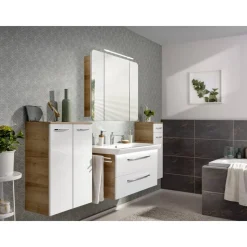 Waschbeckenunterschrank 'Milano' weiß, braun glänzend 100 x 49,5 x 48 cm