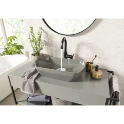 Waschbeckenunterschrank 'New York' grau, schwarz matt 108 x 43 x 47,5 cm
