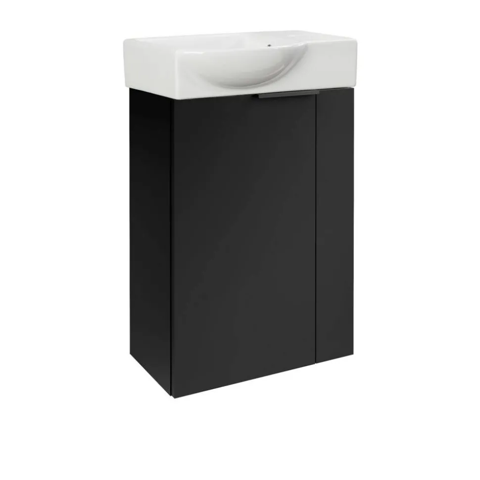 Waschbeckenunterschrank 'SBC' schwarz matt 44 x 60 x 24,3 cm links