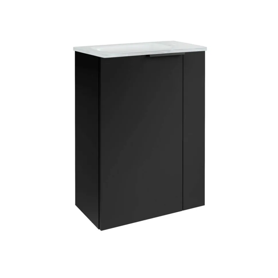 Waschbeckenunterschrank 'SBC' schwarz matt 44 x 60 x 24,3 cm links
