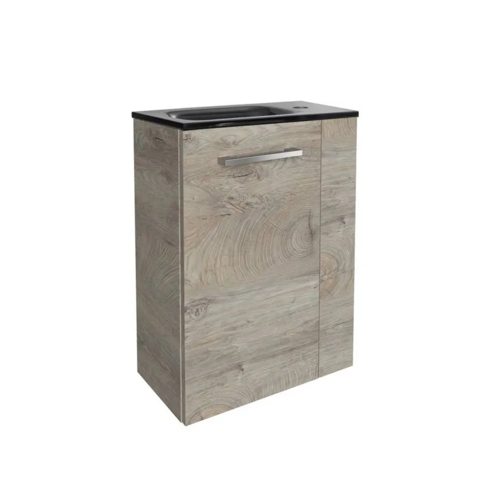 Waschbeckenunterschrank 'SBC' braun matt 44 x 60 x 24,3 cm links