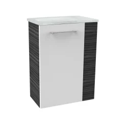 Waschbeckenunterschrank 'SBC' braun, weiß glänzend 44 x 60 x 24,3 cm links