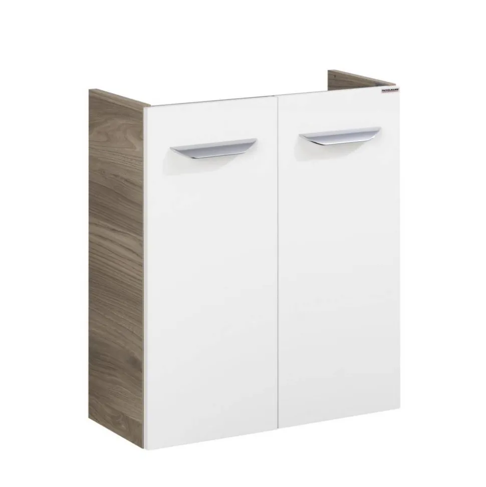 Waschbeckenunterschrank 'SBC' braun, weiß glänzend 52 x 60 x 24,3 cm