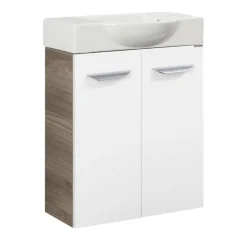 Waschbeckenunterschrank 'SBC' braun, weiß glänzend 52 x 60 x 24,3 cm