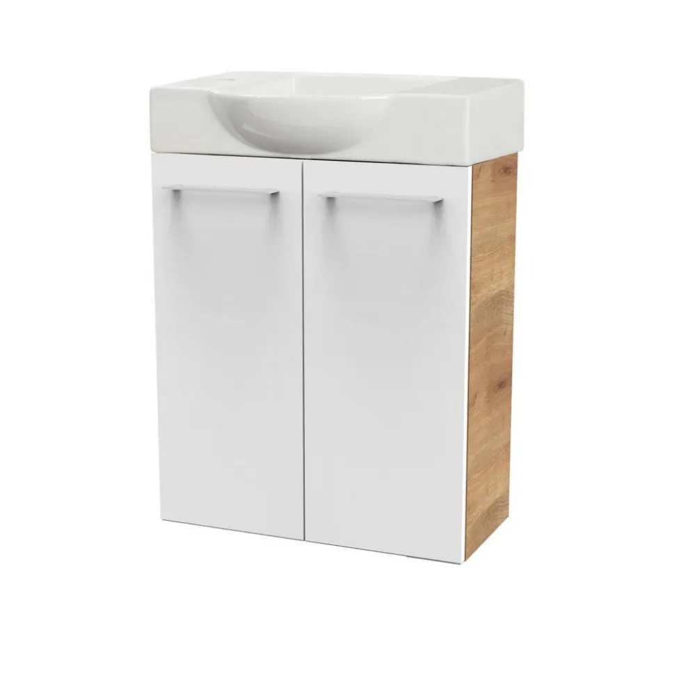Waschbeckenunterschrank 'SBC' braun, weiß glänzend 52 x 60 x 24,3 cm