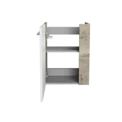 Waschbeckenunterschrank 'SBC' braun, weiß glänzend 44 x 60 x 24,3 cm links