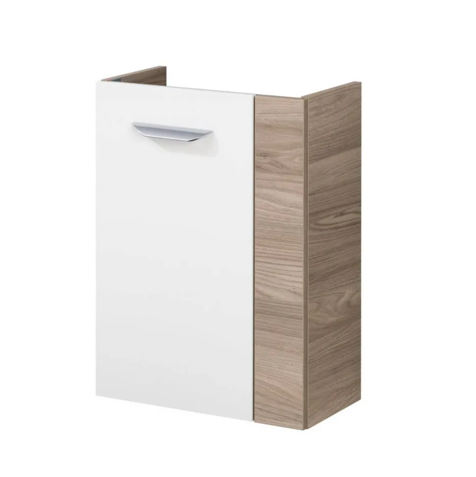 Waschbeckenunterschrank 'SBC' braun, weiß glänzend 44 x 60 x 24,3 cm links