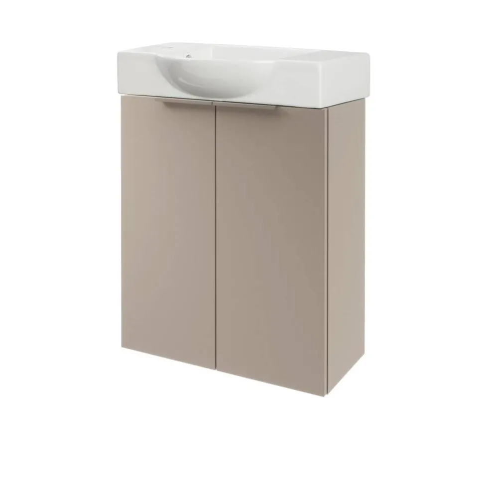 Waschbeckenunterschrank 'SBC' braun, weiß glänzend 52 x 60 x 24,3 cm