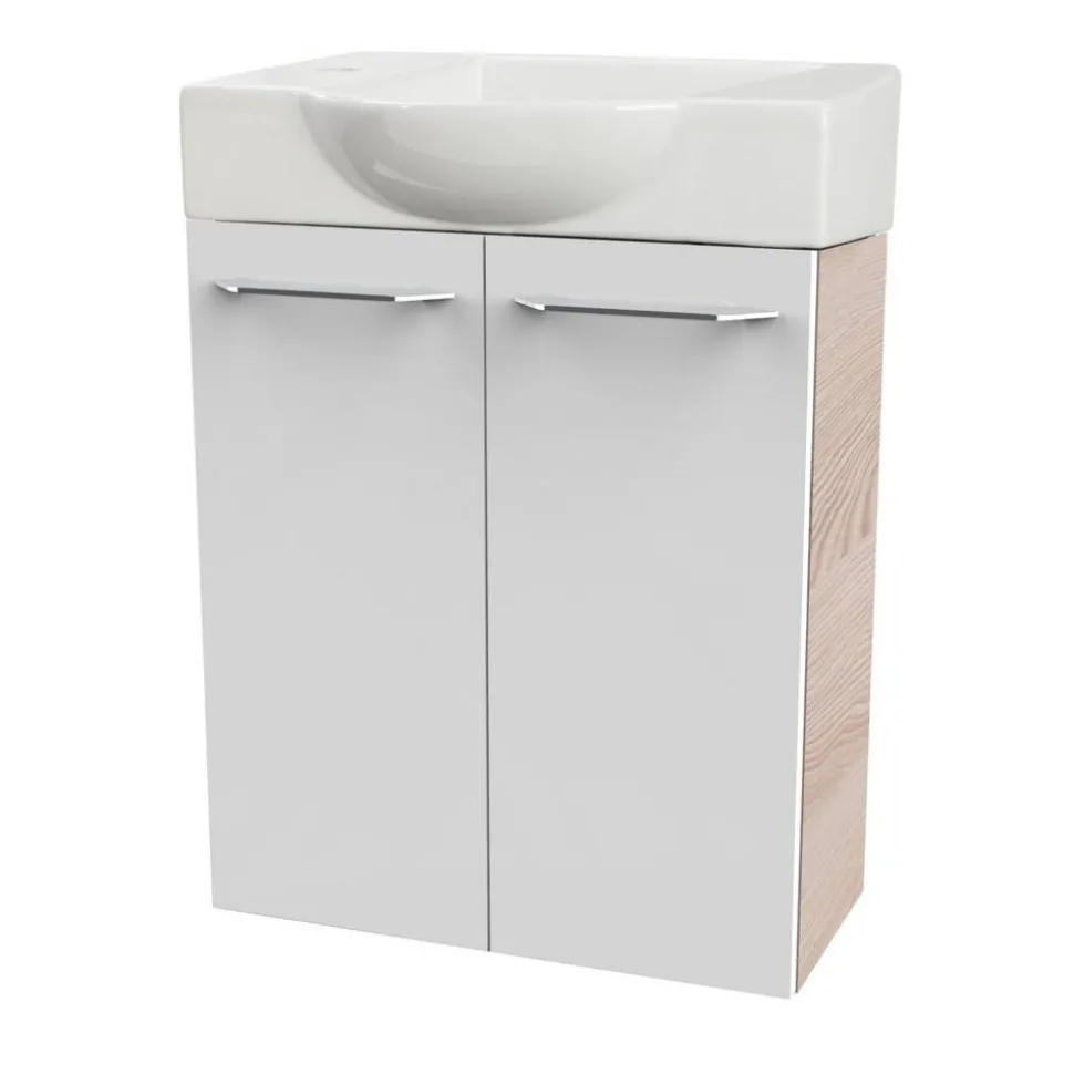 Waschbeckenunterschrank 'SBC' braun, weiß glänzend 52 x 60 x 24,3 cm