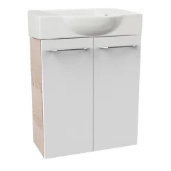 Waschbeckenunterschrank 'SBC' braun, weiß glänzend 52 x 60 x 24,3 cm