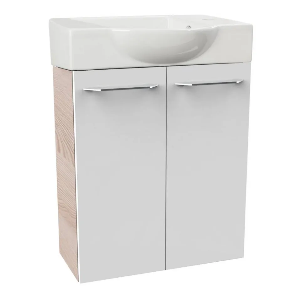 Waschbeckenunterschrank 'SBC' braun, weiß glänzend 52 x 60 x 24,3 cm
