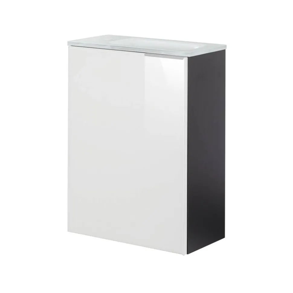Waschbeckenunterschrank 'SBC' weiß, anthrazit glänzend 44 x 60 x 24,4 cm links