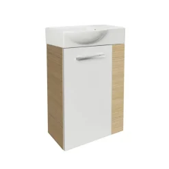 Waschbeckenunterschrank 'SBC' braun, weiß glänzend 44 x 60 x 24,3 cm links