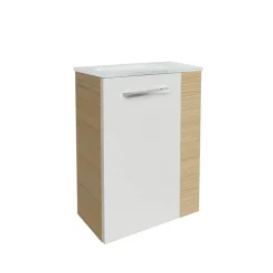 Waschbeckenunterschrank 'SBC' braun, weiß glänzend 44 x 60 x 24,3 cm links