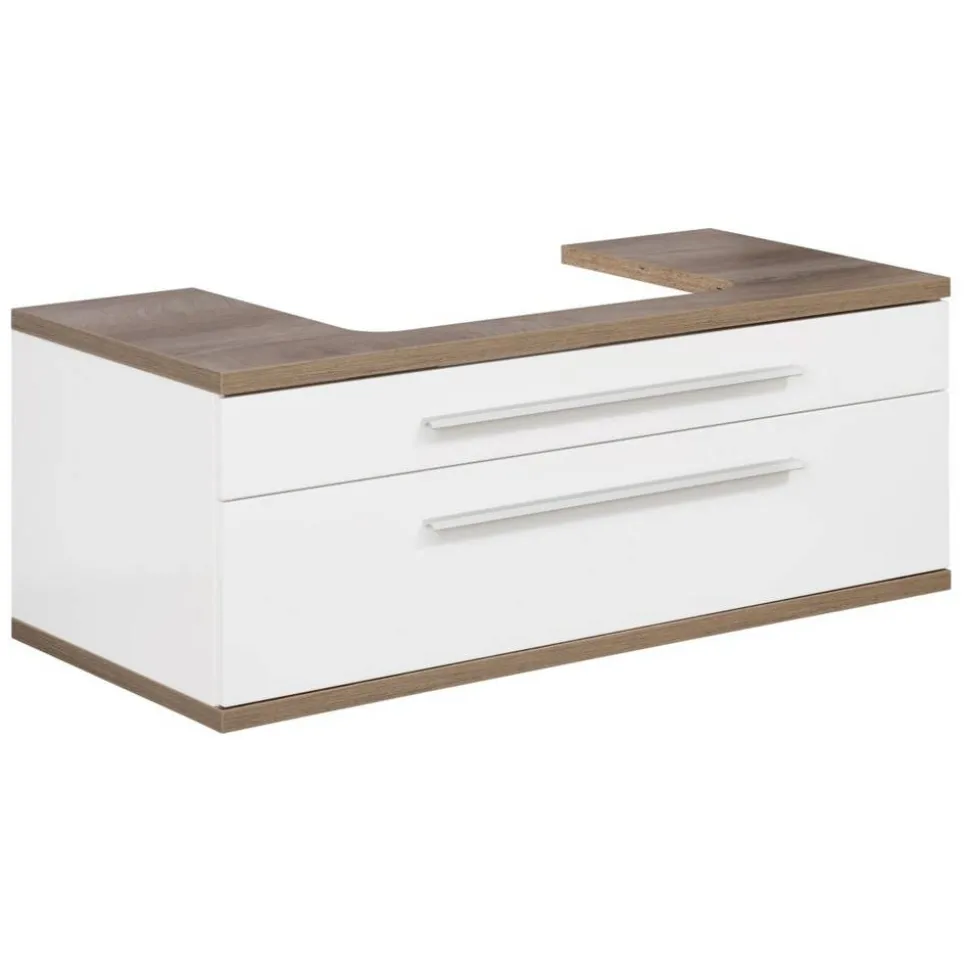 Waschbeckenunterschrank 'Stanford' weiß glänzend 110 x 40,5 x 50 cm