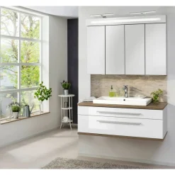 Waschbeckenunterschrank 'Stanford' weiß glänzend 110 x 40,5 x 50 cm