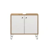 Waschbeckenunterschrank 'Touch' weiß, braun matt 69 x 61 x 33 cm